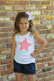 Starfish shirt, tank top or bodysuit for girls -- Coral Starfish -- adorable summer top in coral and mint - Darling Little Bow Shop