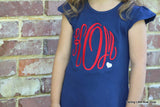 4th of July dress for girls, Navy dress with red monogram - Darling Little Bow Shop