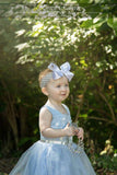 Silver Bow -- Beautiful shimmering silver hairbow -- 4" or 5" bow - Darling Little Bow Shop