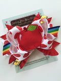 Apple Bow - Sweet to the Core - 5 to 6 inch school hairbow - Darling Little Bow Shop