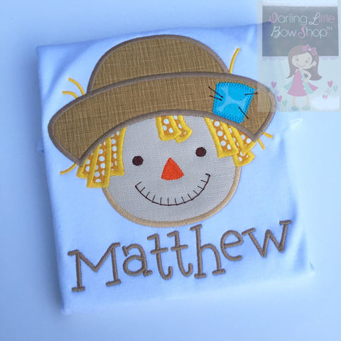 Scarecrow shirt or bodysuit for boys and baby boys - Autumn Friends - - Darling Little Bow Shop