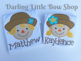 Scarecrow shirt or bodysuit for boys and baby boys - Autumn Friends - - Darling Little Bow Shop