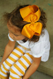 Mustard Gold Bow -- beautiful boutique hairbow made with autumn gold ribbon -- choose 3", 4", 5" or 6" - Darling Little Bow Shop