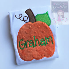Boys pumpkin bodysuit or shirt -- Thanksgiving shirt or bodysuit  -- minky Pumpkin -- orange minky and green pumpkin