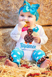 Baby Girl Thanksgiving Outfit, Color Pop Turkey, bodysuit, bow/headband and leg warmers - Darling Little Bow Shop