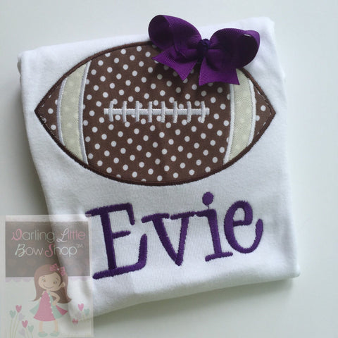 Girls Football Bodysuit or shirt, Football Princess with CHOICE of Color and name - Darling Little Bow Shop
