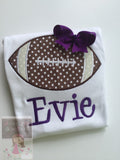 Girls Football Bodysuit or shirt, Football Princess with CHOICE of Color and name - Darling Little Bow Shop