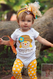 Over The Top bow in gold, mustard, orange and turquoise -- Autumn Friend - Darling Little Bow Shop