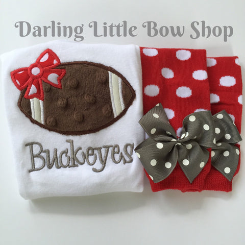 Baby Girl Football oufi, football bodysuit and leg warmers - Darling Little Bow Shop
