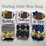 Baby Girl Football oufit -- Football Princess bodysuit or shirt and leg warmers - Darling Little Bow Shop