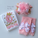 6 Months of FABULOUS pink and gold tutu outfit - Darling Little Bow Shop
