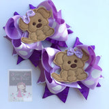 Puppy Bow, Puppy PAWty Puppy theme hairbow - Darling Little Bow Shop