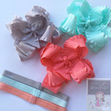 6" Double Layer ruffle bow, optional headband in many color options - Darling Little Bow Shop