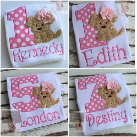 Girls Puppy Birthday Bodysuit or Shirt, A Puppy PAWty, ANY AGE - Darling Little Bow Shop