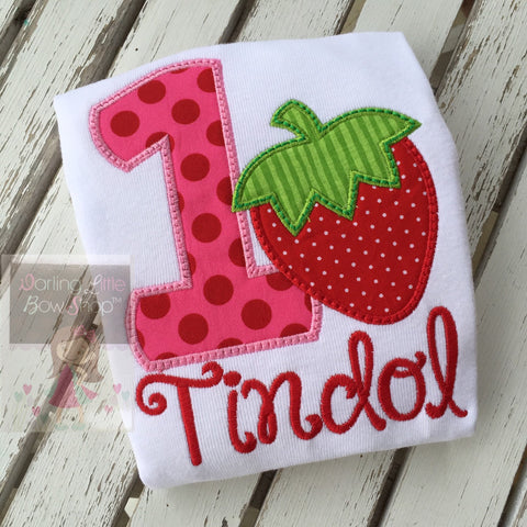 Strawberry Birthday Shirt or Bodysuit -- A Berry Sweet Birthday -- Strawberry shortcake theme in pink, red and green - Darling Little Bow Shop
