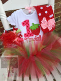 Strawberry Birthday Shirt or Bodysuit -- A Berry Sweet Birthday -- Strawberry shortcake theme in pink, red and green - Darling Little Bow Shop