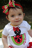 Watermelon outfit for baby girls -- Summertime Picnic -- personalized bodysuit, leg warmers, bow with headband  - Sizes NB to 24m - Darling Little Bow Shop
