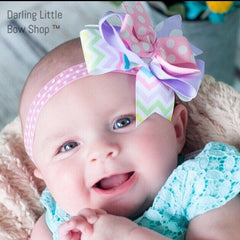 Easter Bow, Layered pastel bow made with beautiful lavender, pink and pastel chevron