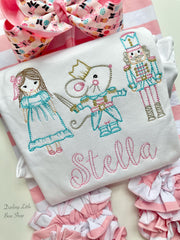 Nutcracker shirt or bodysuit for girls - pink and aqua Christmas shirt