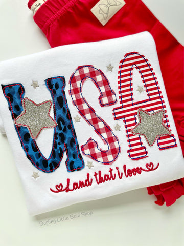 USA Land that I Love shirt, tank or bodysuit for Girls 4th of July - Darling Little Bow Shop