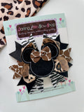 Miss Mouse Bow - Leopard Print Animal Kingdom theme hairbow - Darling Little Bow Shop - Darling Little Bow Shop