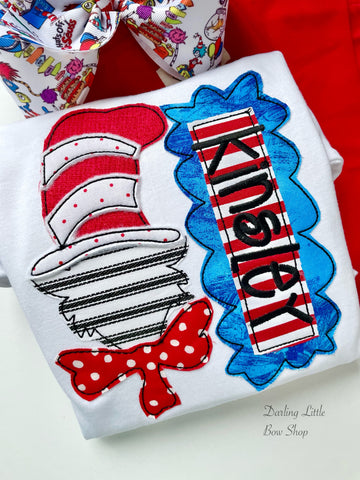 Cat in the Hat inspired shirt for girls - Darling Little Bow Shop