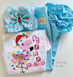Flamingo Christmas shirt or bodysuit for girls - Fa La La La Lamingo - Darling Little Bow Shop