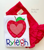 Girls School Shirt, sweet Apple shirt in red, blue and green - Darling Little Bow Shop