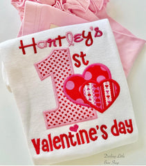 My 1st Valentine's Day hearts onesie for baby girls