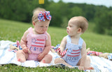 Baby Girl Seersucker Romper for 4th of July - Darling Little Bow Shop