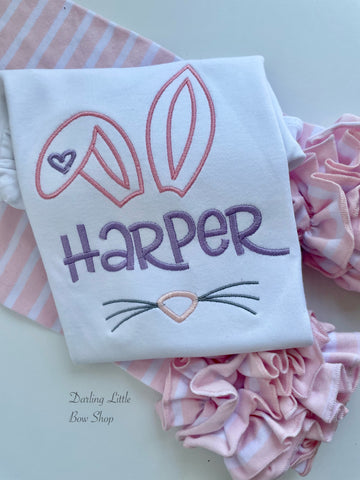 Easter Bunny Ears Shirt or Bodysuit for girls - Darling Little Bow Shop