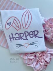 Easter Bunny Ears Shirt or Bodysuit for girls