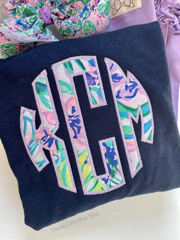 Lilly Mermaid in The Shade print monogram navy sweatshirt - Darling Little Bow Shop