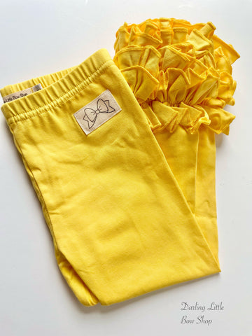 Daffodil Yellow Ruffle Leggings - Icings Ruffle Leggings - Darling Little Bow Shop