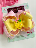 Smiling Lemon hairbow, choose single or double stacked - Darling Little Bow Shop
