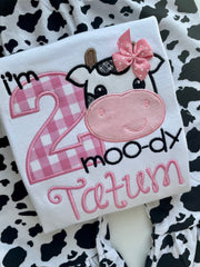 I'm TWO Moody cow birthday shirt