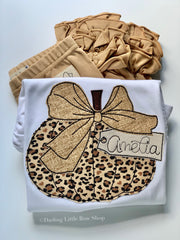 Leopard Pumpkin shirt or bodysuit for girls