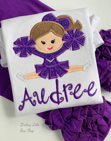 Cheerleader shirt or bodysuit for girls - customize with name and colors - Darling Little Bow Shop