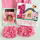 Horse Cowgirl pink hairbow choose single bow or pigtail set - Darling Little Bow Shop