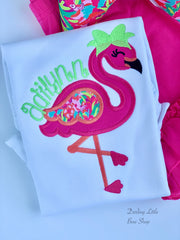 Lilly Flamingo shirt, ruffle shirt, tank or bodysuit - Hot Pink and Coral