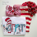 Cat in The Hat Bow, reading theme hairbow in 4-5 inch or 7 inch size - Darling Little Bow Shop