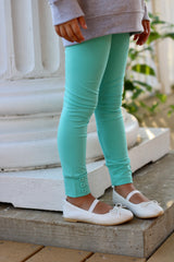 Aqua Button Leggings