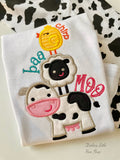 Farm Animals shirt or bodysuit for girls Chirp, Baa, Moo - Darling Little Bow Shop
