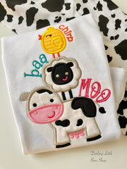 Farm Animals shirt or bodysuit for girls Chirp, Baa, Moo
