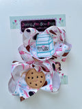 Milk and Cookies pigtail hairbow set in pastel colors - Darling Little Bow Shop