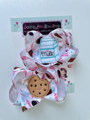 Milk and Cookies pigtail hairbow set in pastel colors