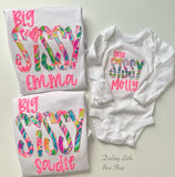 Big or Little Sissy Shirt, Sweatshirt or Bodysuit in bright lilly fabric - Darling Little Bow Shop