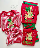 Family Christmas Pajamas - infant to adult sizes with flying reindeer - Darling Little Bow Shop