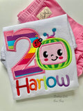 Cocomelon Birthday Shirt or bodysuit for girls in rainbow colors ANY AGE - Darling Little Bow Shop
