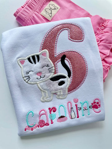 Kitten Birthday bodysuit or shirt for girls - Darling Little Bow Shop
